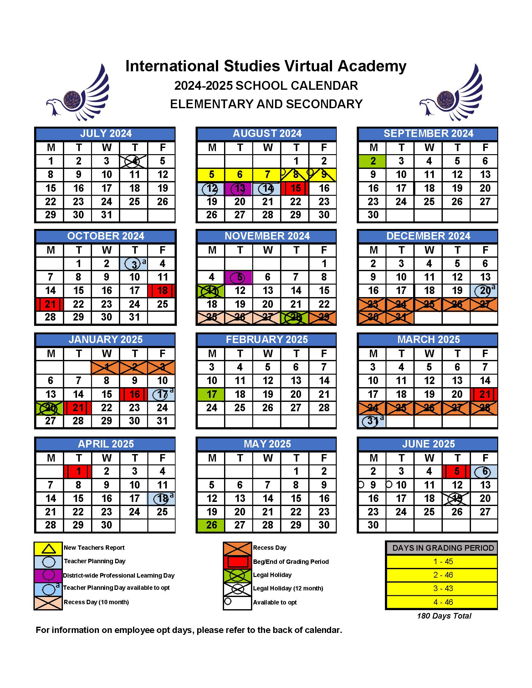 ISV 2024-2025 School Calendar